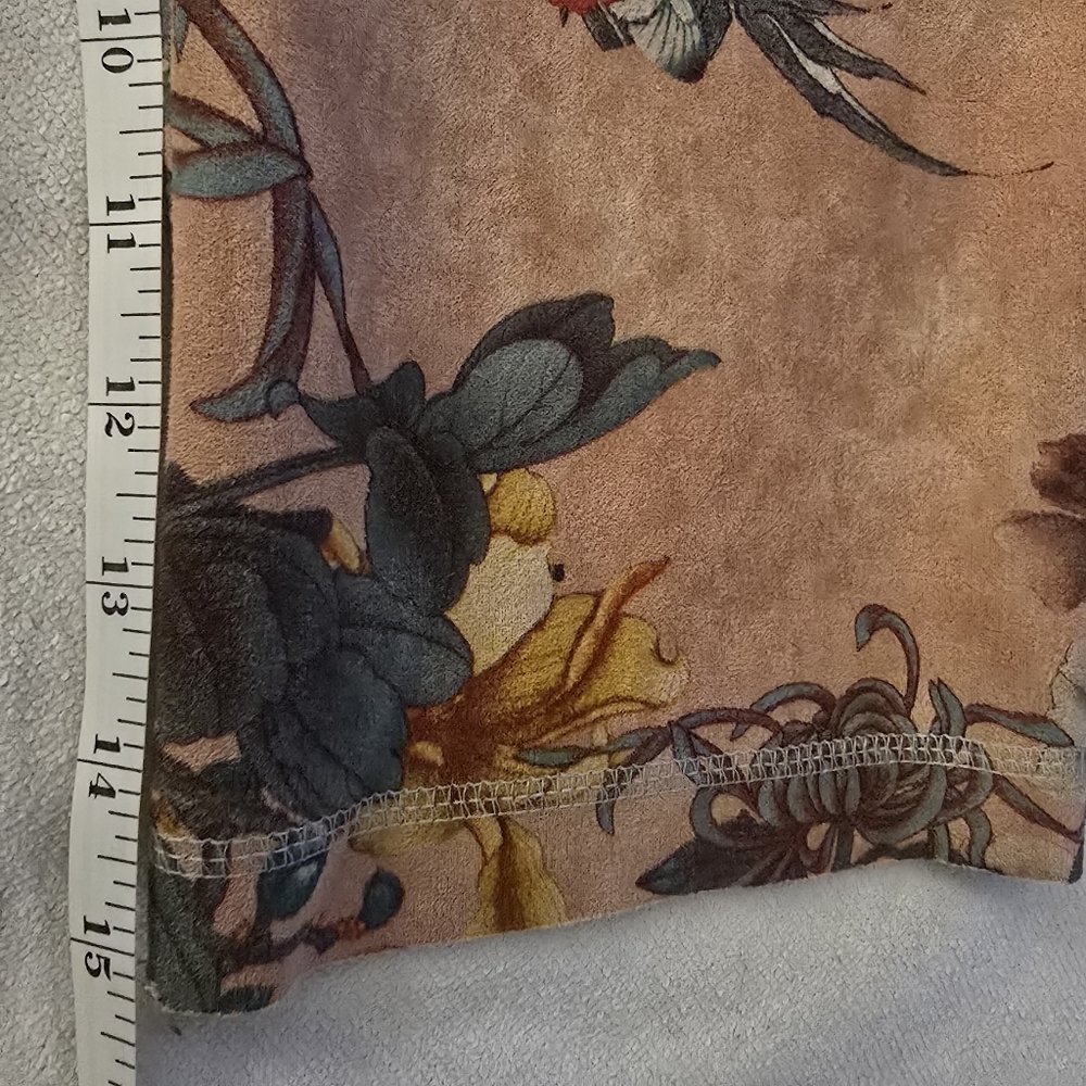 Solitaire Anthropologie Floral Faux Suede Open Front Jacket Size L - Picture 14 of 14